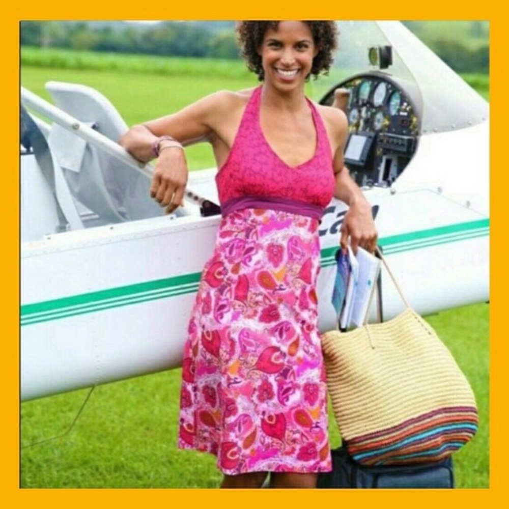 Athleta Vibrant Pink Paisley Midi Dress